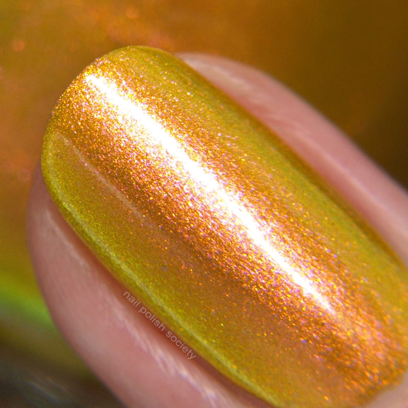 KBShimmer Sun Kissed yellow gold to pink multichrome nail polish swatch Beach Break Collection