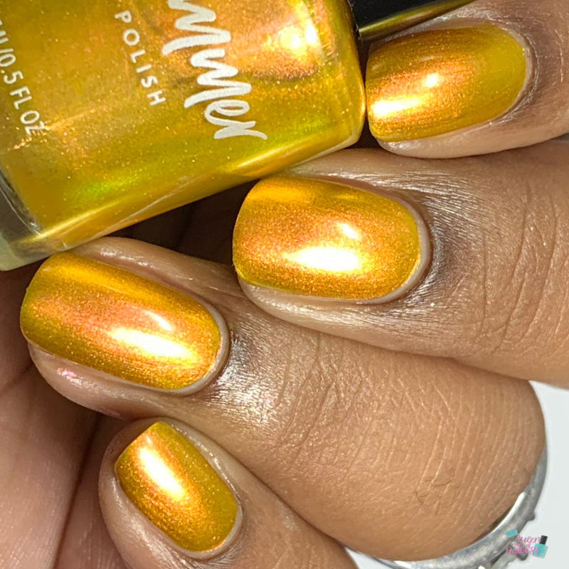 KBShimmer Sun Kissed yellow gold to pink multichrome nail polish swatch Beach Break Collection