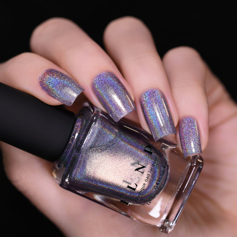 ILNP Staying In soft violet ultra holographic nail polish swatch