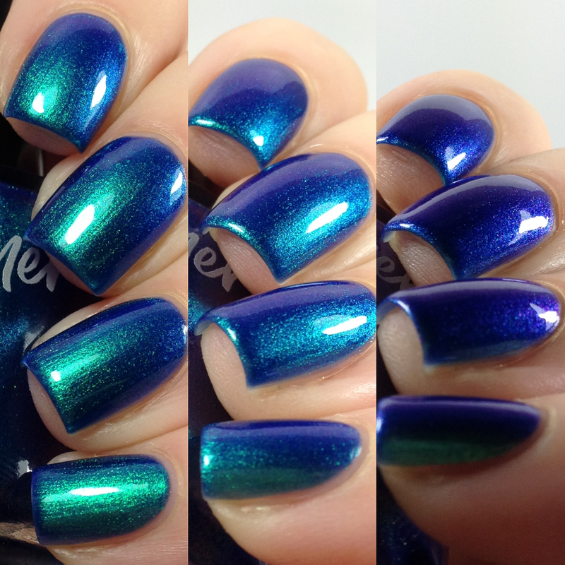 KBShimmer The Tide Is Right blue to green multichrome nail polish swatch Beach Break Collection