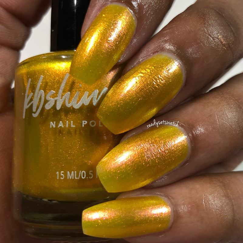 KBShimmer Sun Kissed yellow gold to pink multichrome nail polish swatch Beach Break Collection