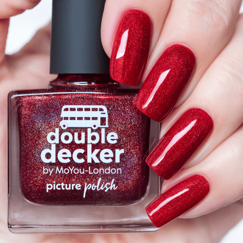 Picture Polish Double Decker red holographic nail polish MoYou London collaboration