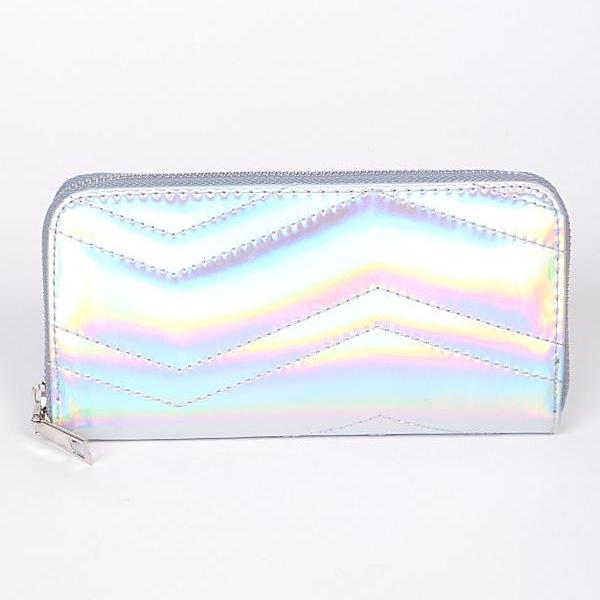 Silver holographic quilted wallet Canada