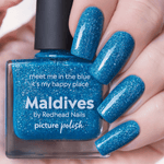 Picture Polish Maldives cyan blue holographic nail polish swatch