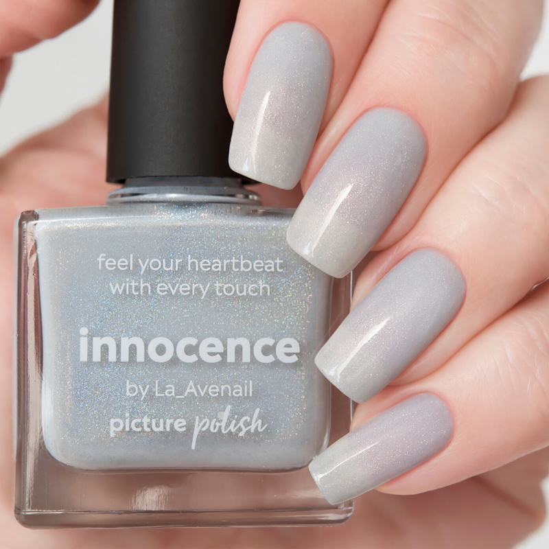 Picture Polish Innocence frosty white holographic nail polish swatch