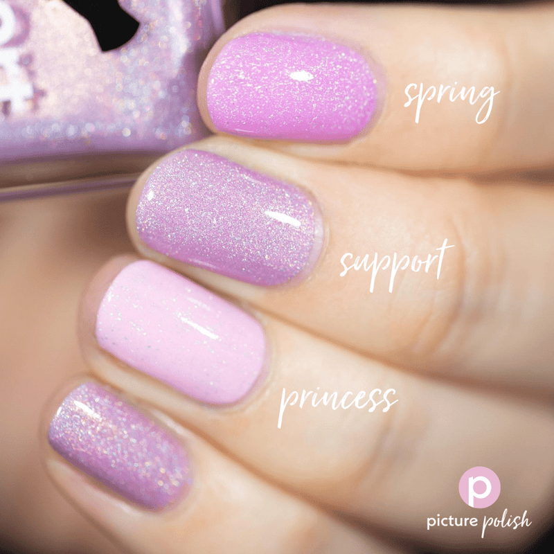 Picture Polish Support lilac pink holographic nail polish swatch comparison