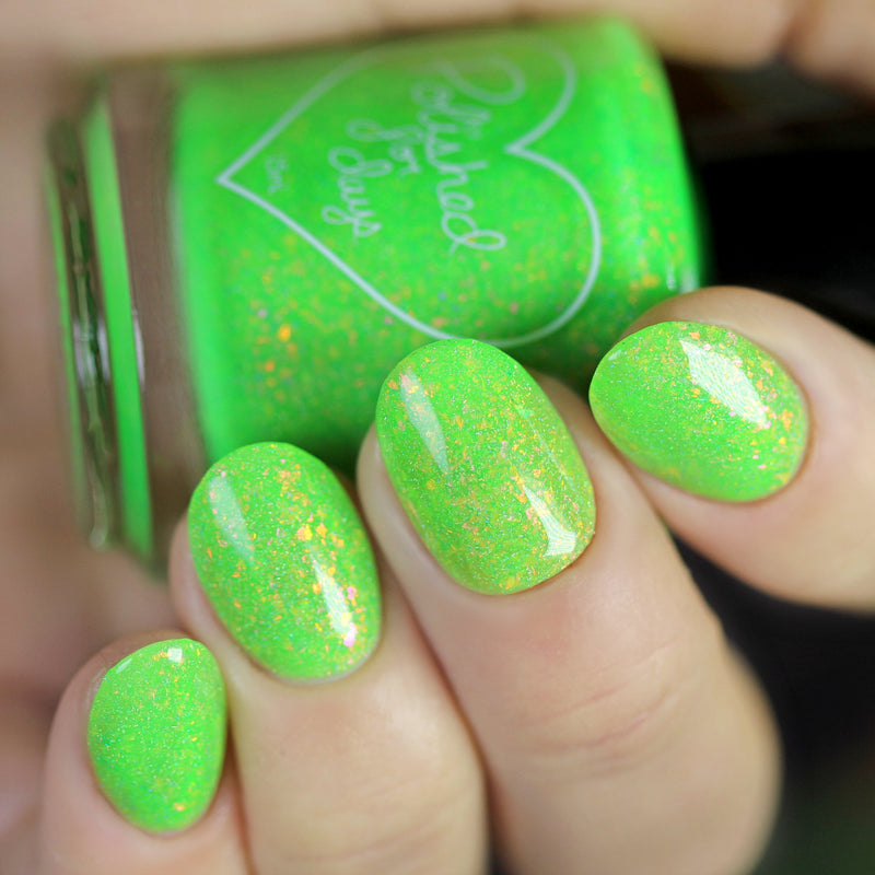 Polished for Days Oogie Boogie neon green nail polish The Nightmare Collection