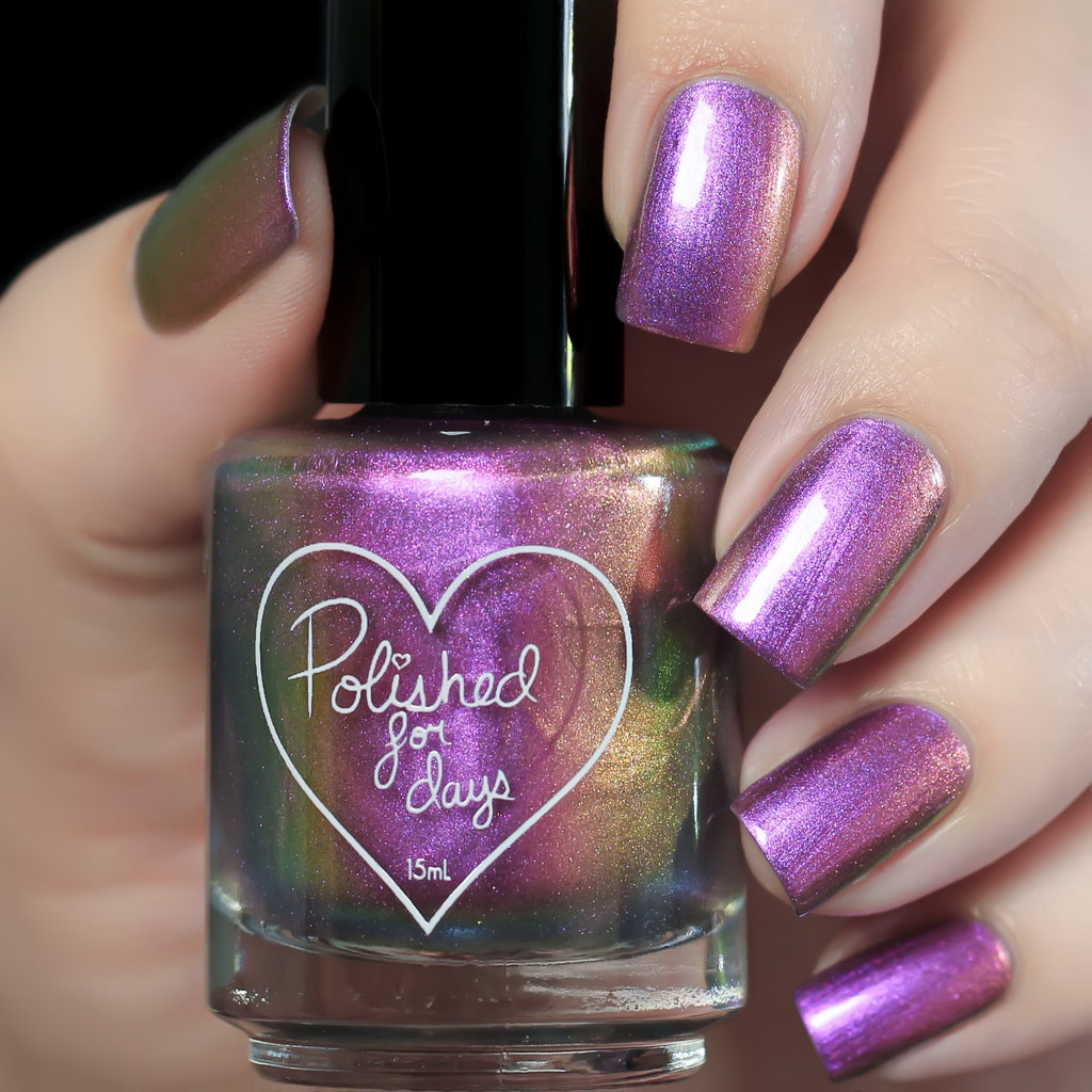Polished for Days Orchid Glow multichrome nail polish swatch Enchanted Woods Collection